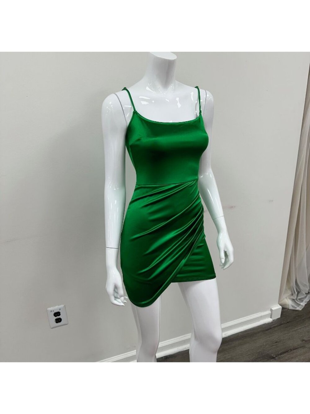 Small Green Satin Party Homecoming Club Mini Dress